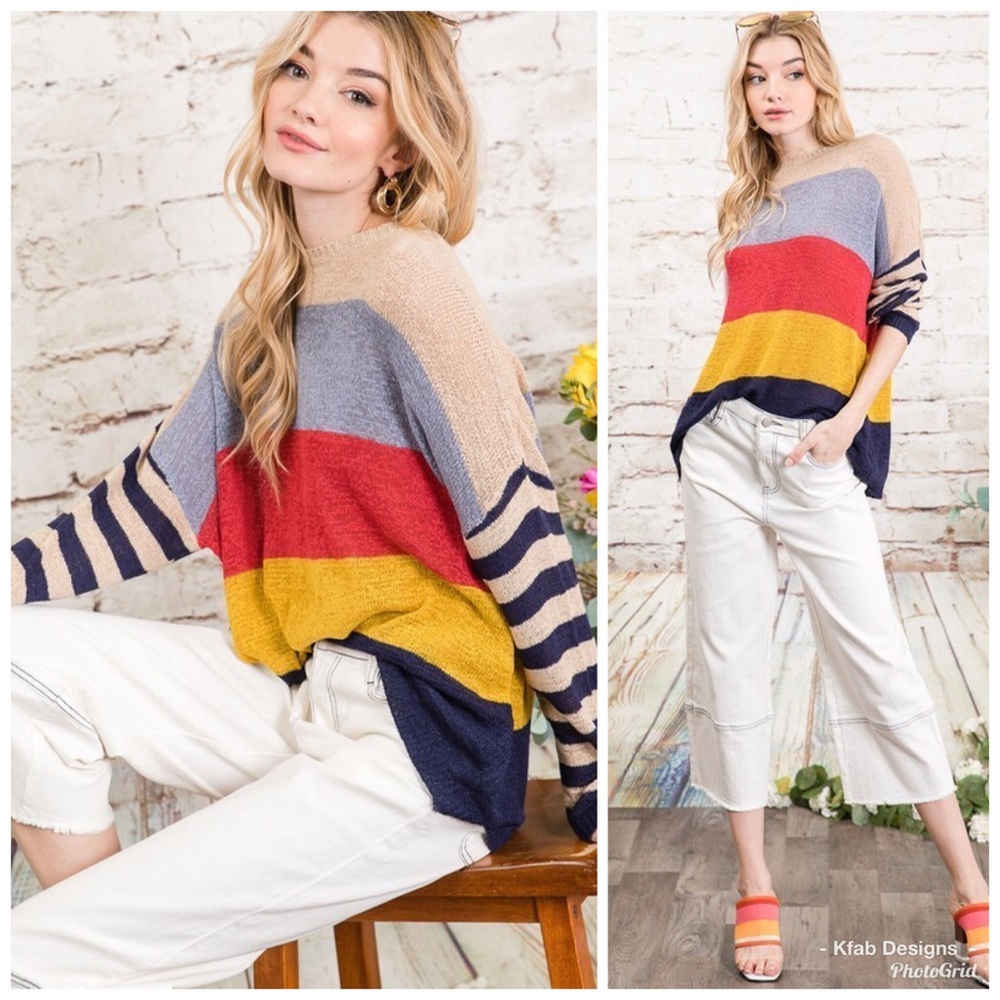 ❤️LAST 2! Lightweight Striped Boyfriend Sweater! - Picture 3 of 3